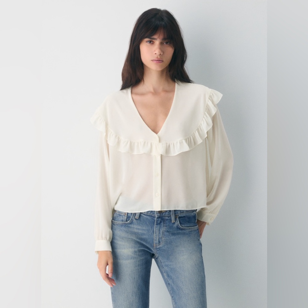 Wilfred Cream Ruffled V-Neck Blouse
